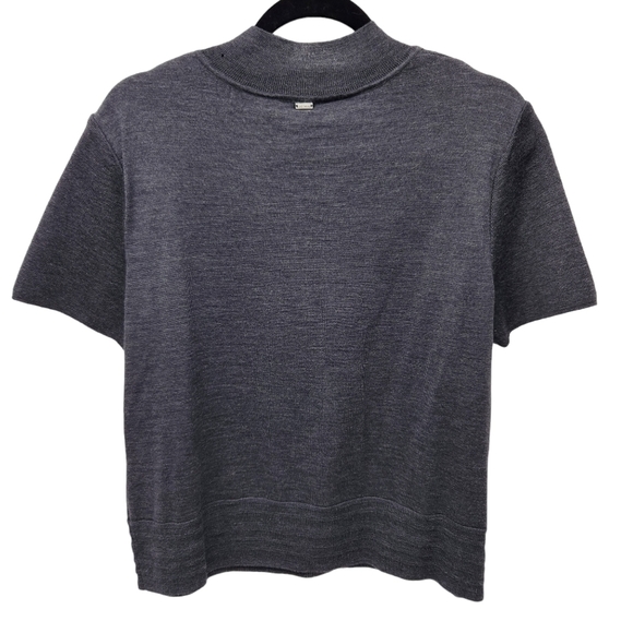 St. John Wool Sweater Short Sleeve Charcoal Gray, Size Large - Picture 2 of 16